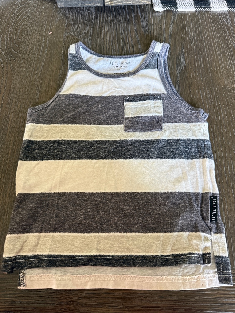 Little Bipsy Boys' Gray & White Striped Tank Top